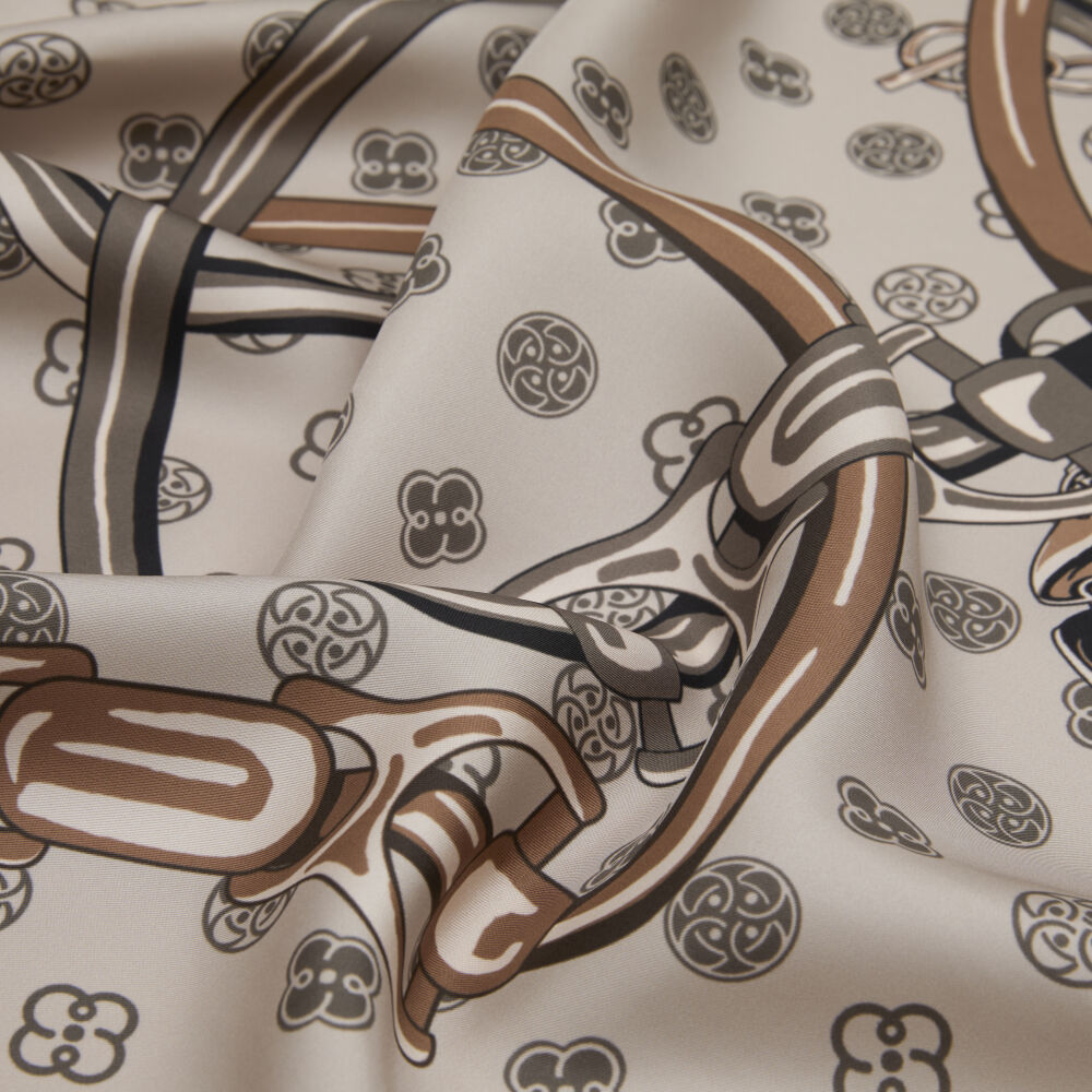 Mink Vismara Harness Patterned Twill Silk Square Scarf - Vismara