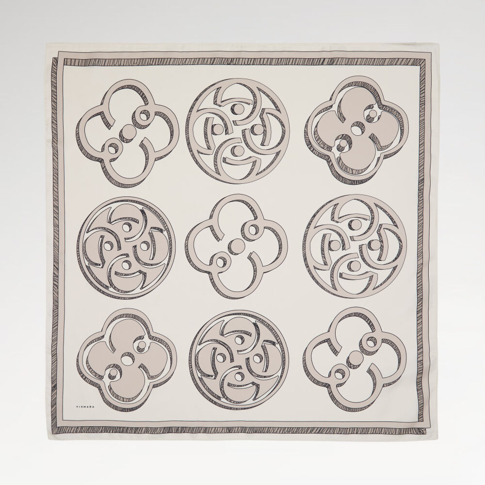 Mink Vismara Monogram Patterned Twill Silk Square Scarf
