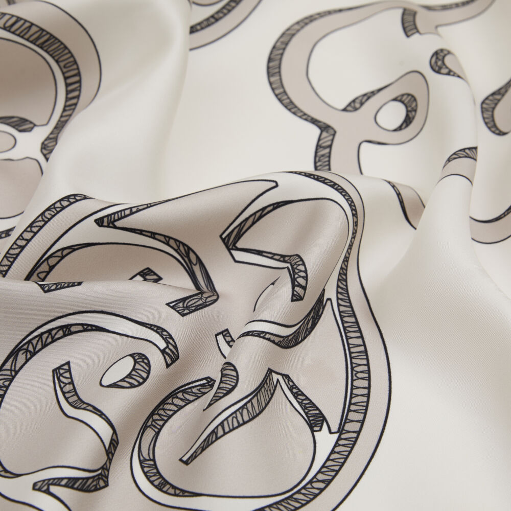 Mink Vismara Monogram Patterned Twill Silk Square Scarf - Vismara