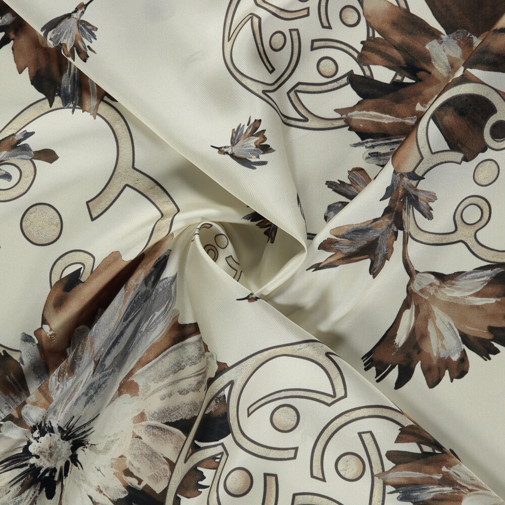 Mink Vismara Spring Flower Patterned Silk Square Scarf - 2