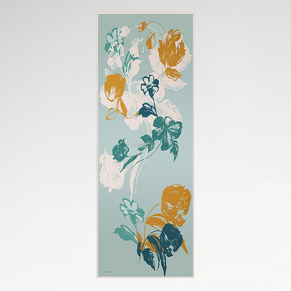 Mint Abstract Tulip Pattern Silk Scarf - 2