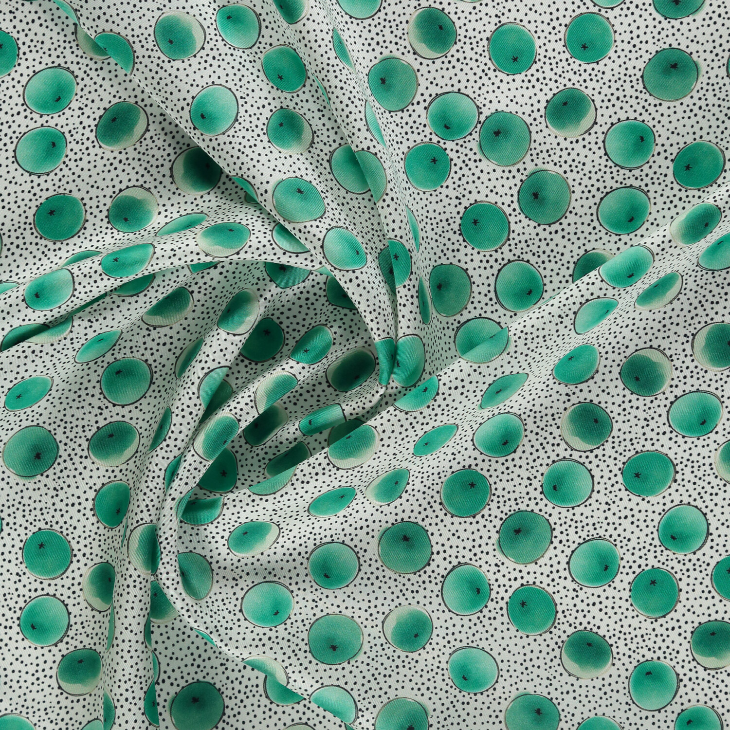 Mint Artistic Dot Patterned Twill Silk Square Scarf - 2
