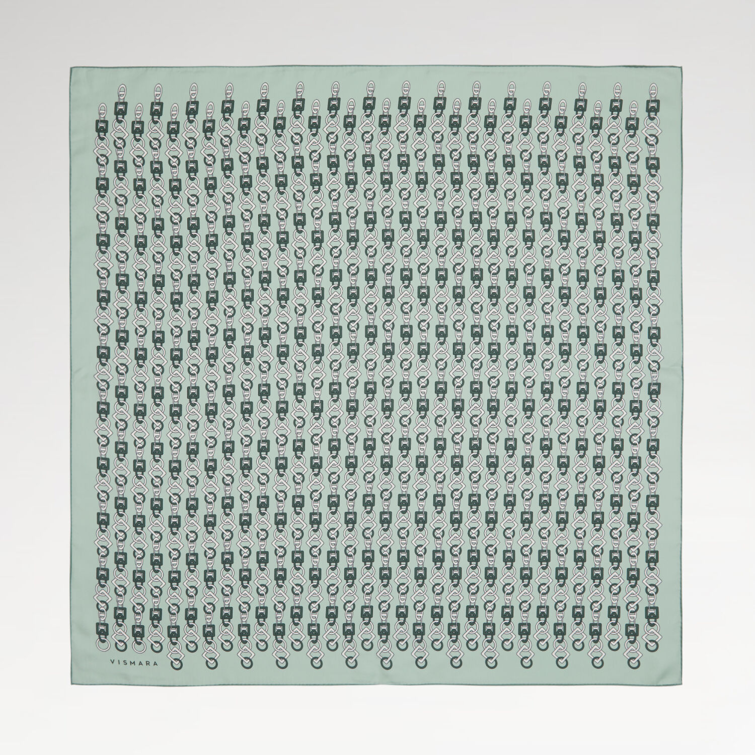 Mint Chain Motif Patterned Twill Silk Square Scarf - 1