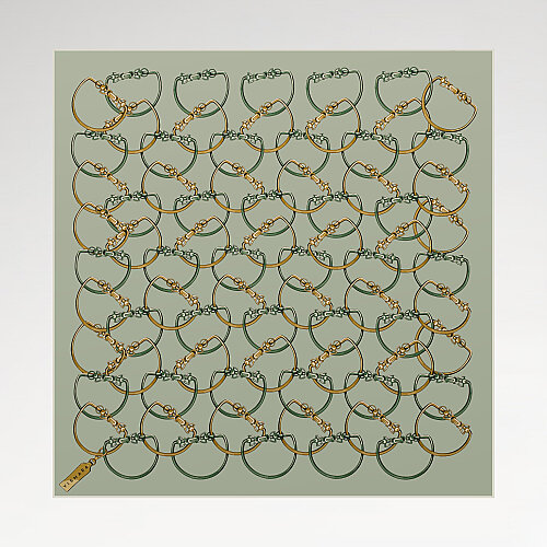 Mint Chain Pattern Silk Square Scarf