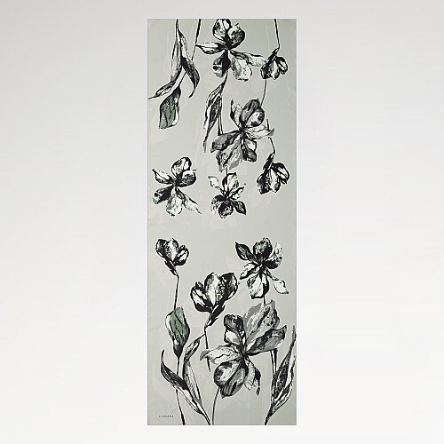 Mint Charcoal Lily Patterned Silk Scarf - Vismara