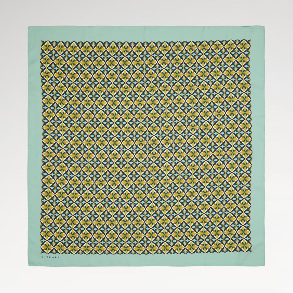 Mint Diamond Line Retro Desen Twill İpek Eşarp