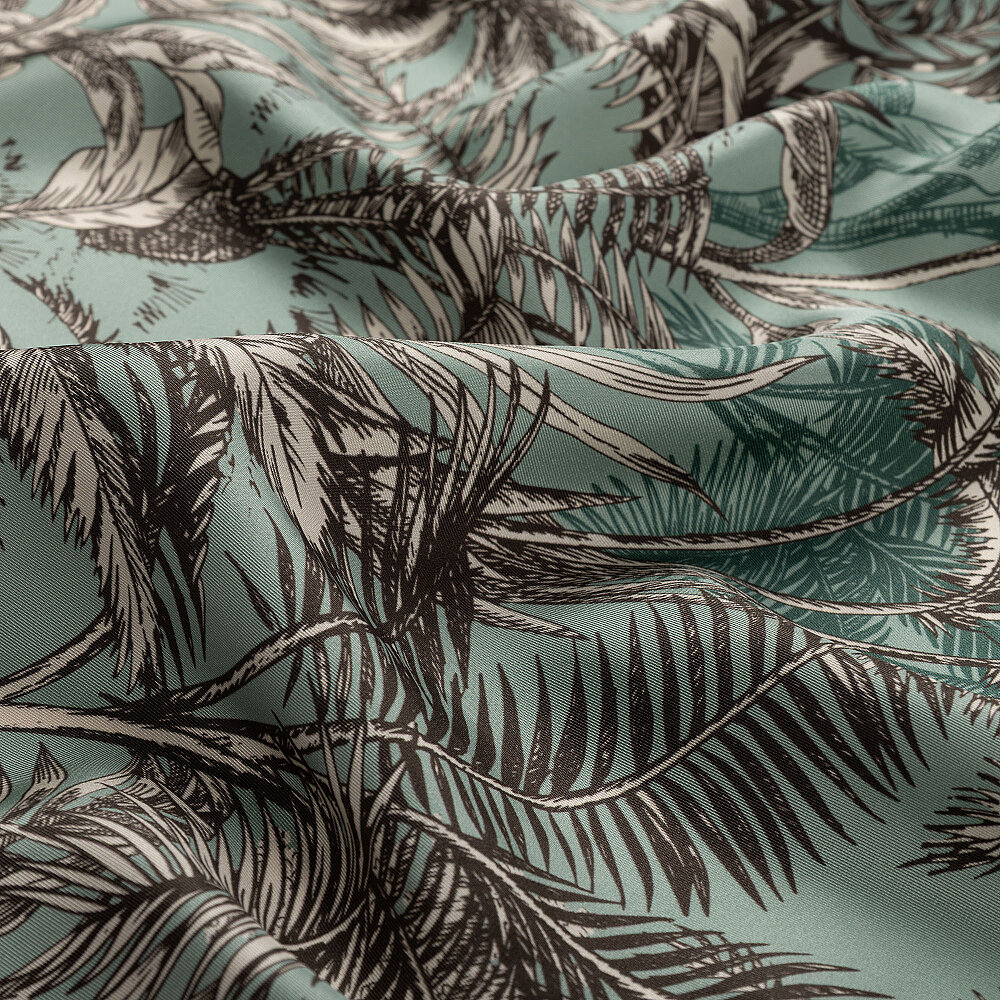 Mint Egzotik Vaha Desenli Twill İpek Eşarp - 2