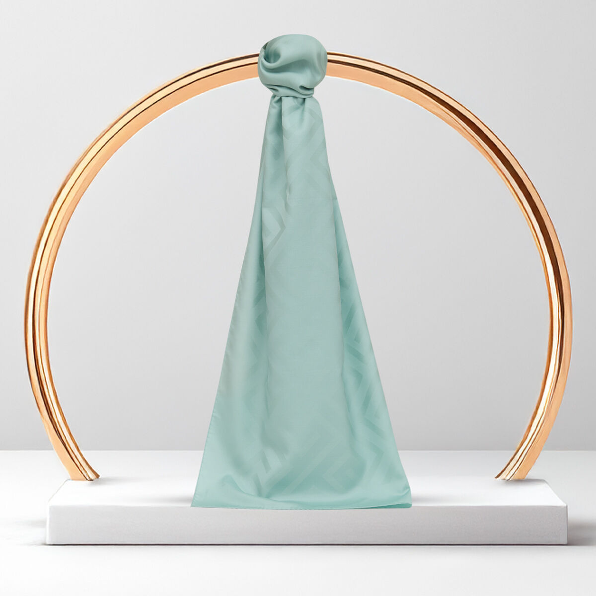 Mint G Pattern Jacquard Wool Silk Scarf - 1
