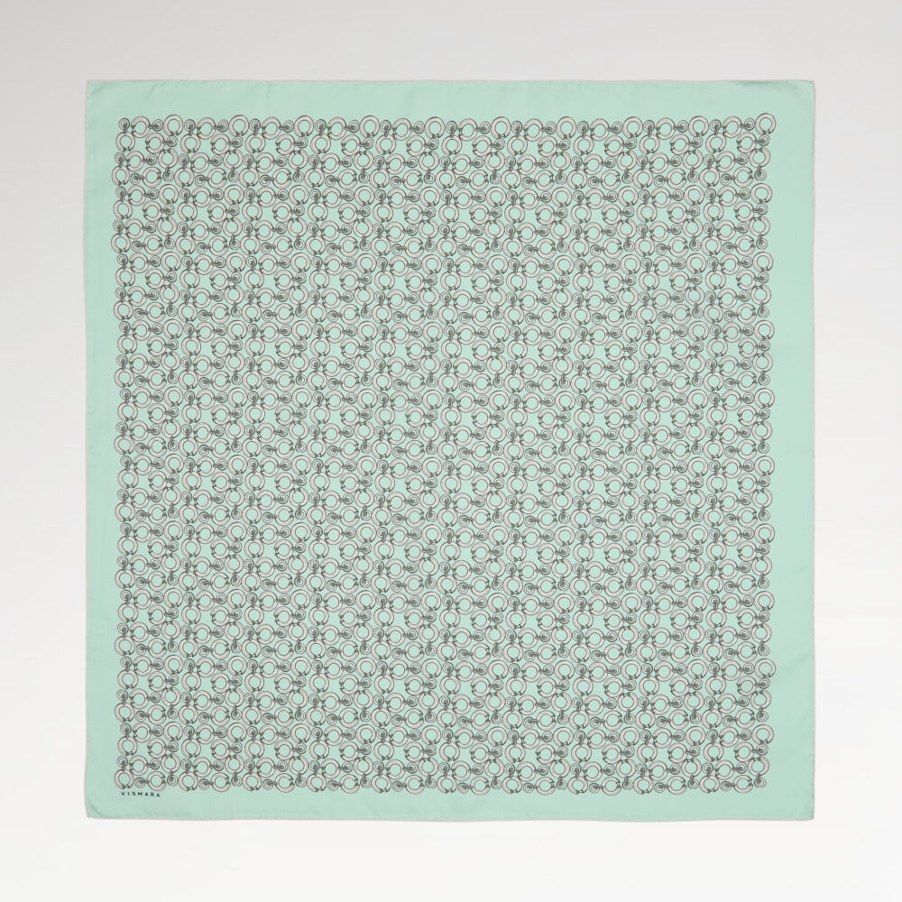Mint Halkalı Zincir Desen Twill İpek Eşarp