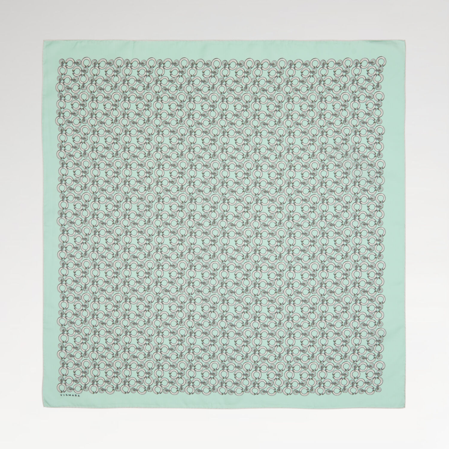 Mint Halkalı Zincir Desen Twill İpek Eşarp - 1