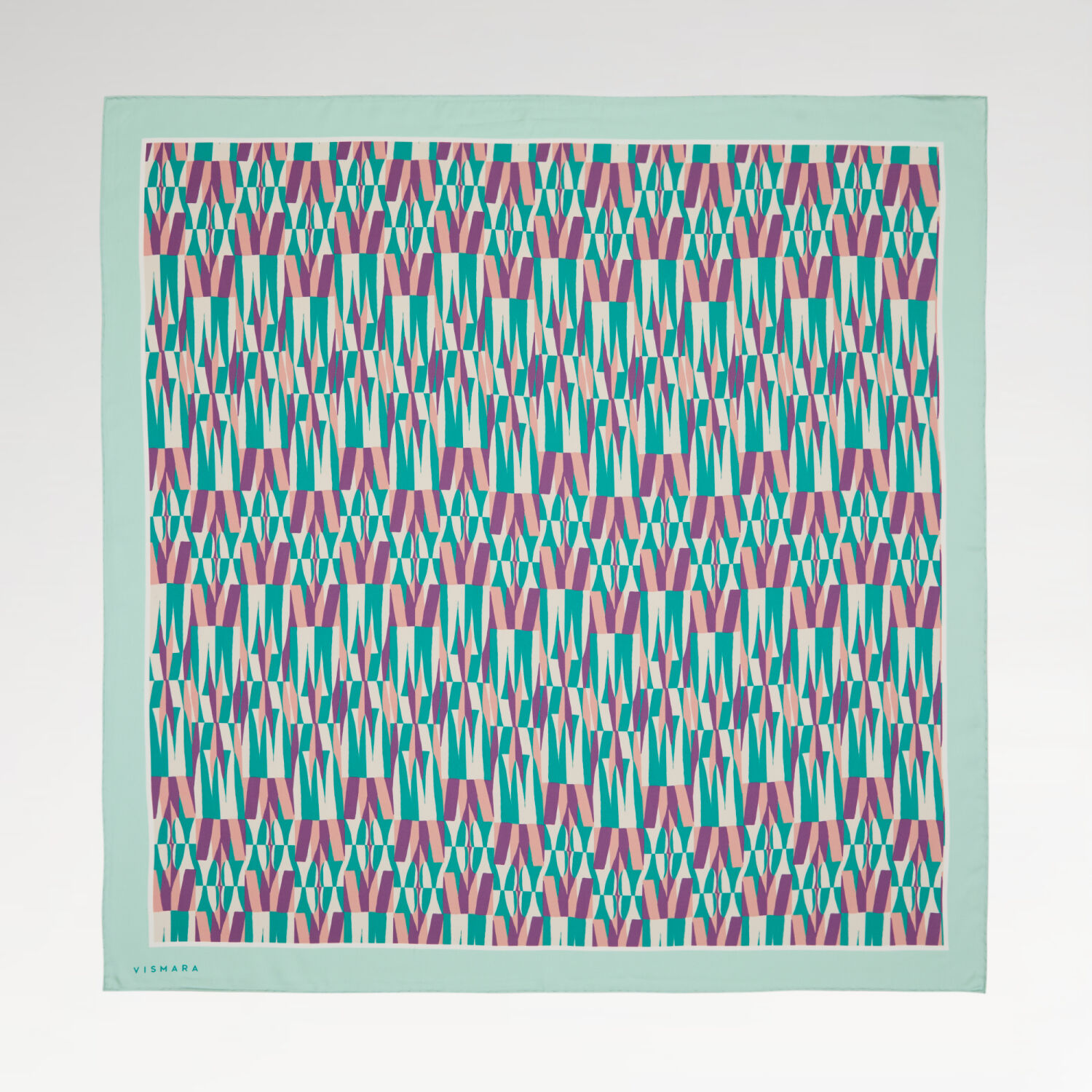 Mint İkat Retro Desenli Twill İpek Eşarp - 1
