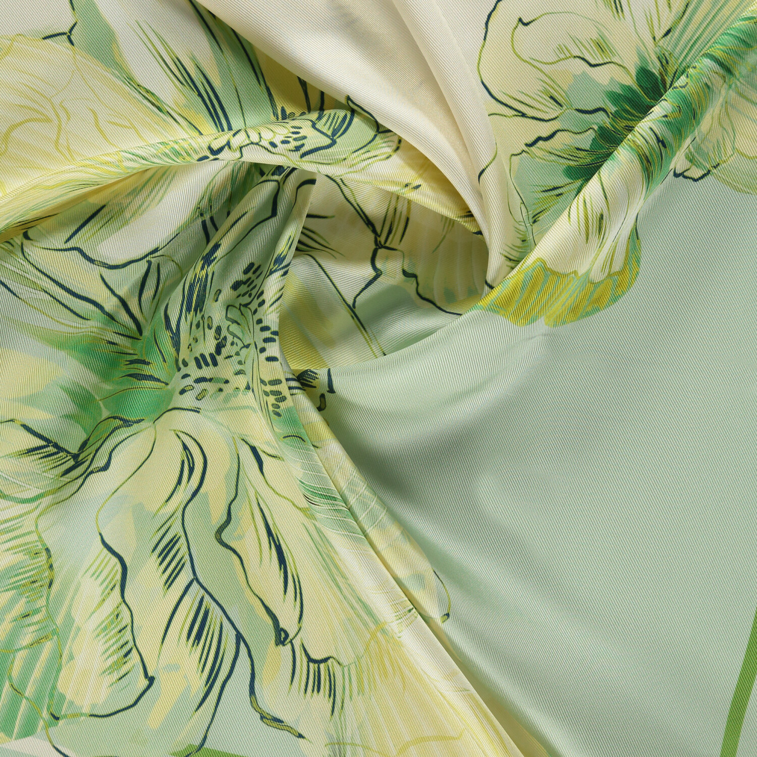 Mint Linea Fiora Pattern Twill Silk Square Scarf - 2