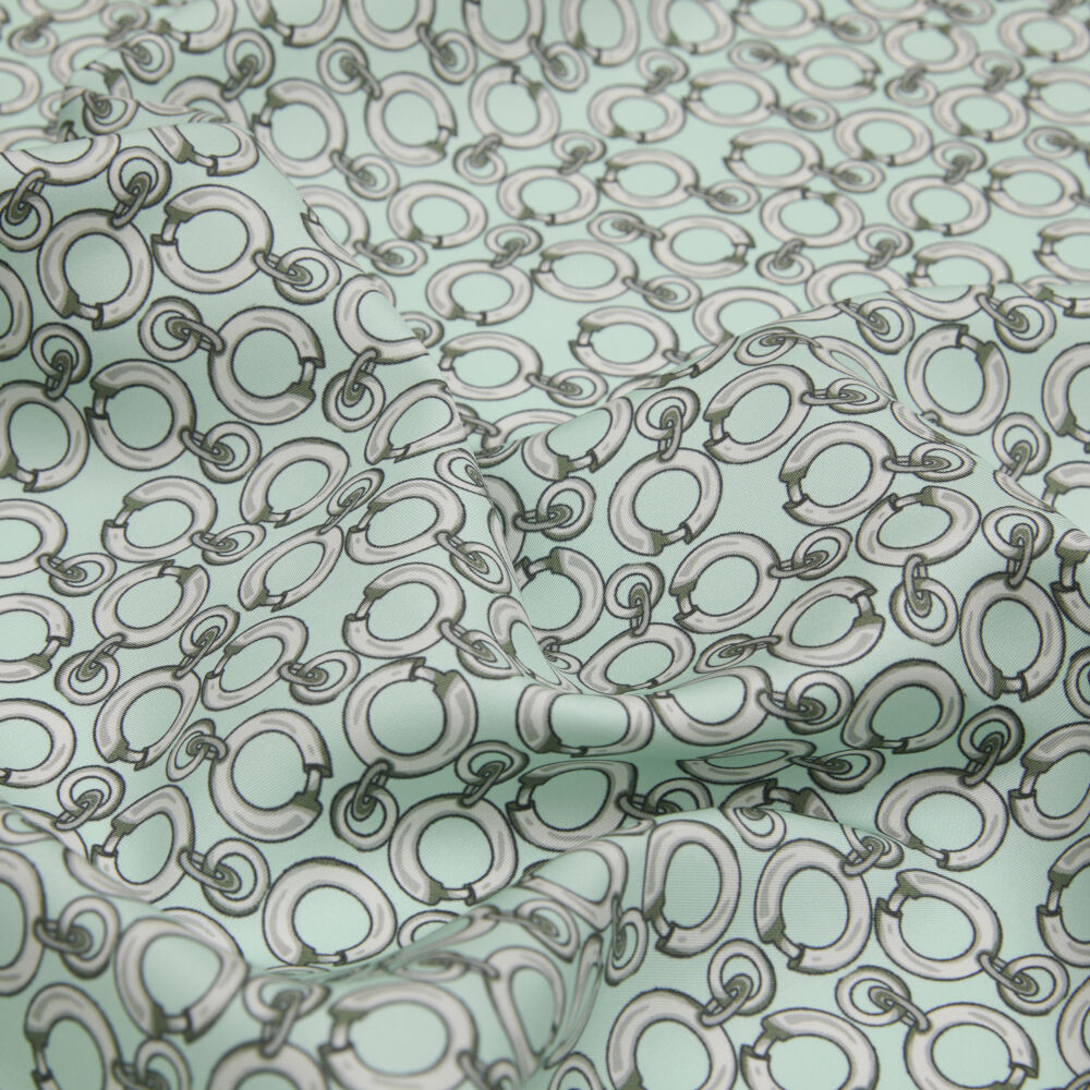 Mint Link Chain Pattern Twill Silk Square Scarf - Vismara