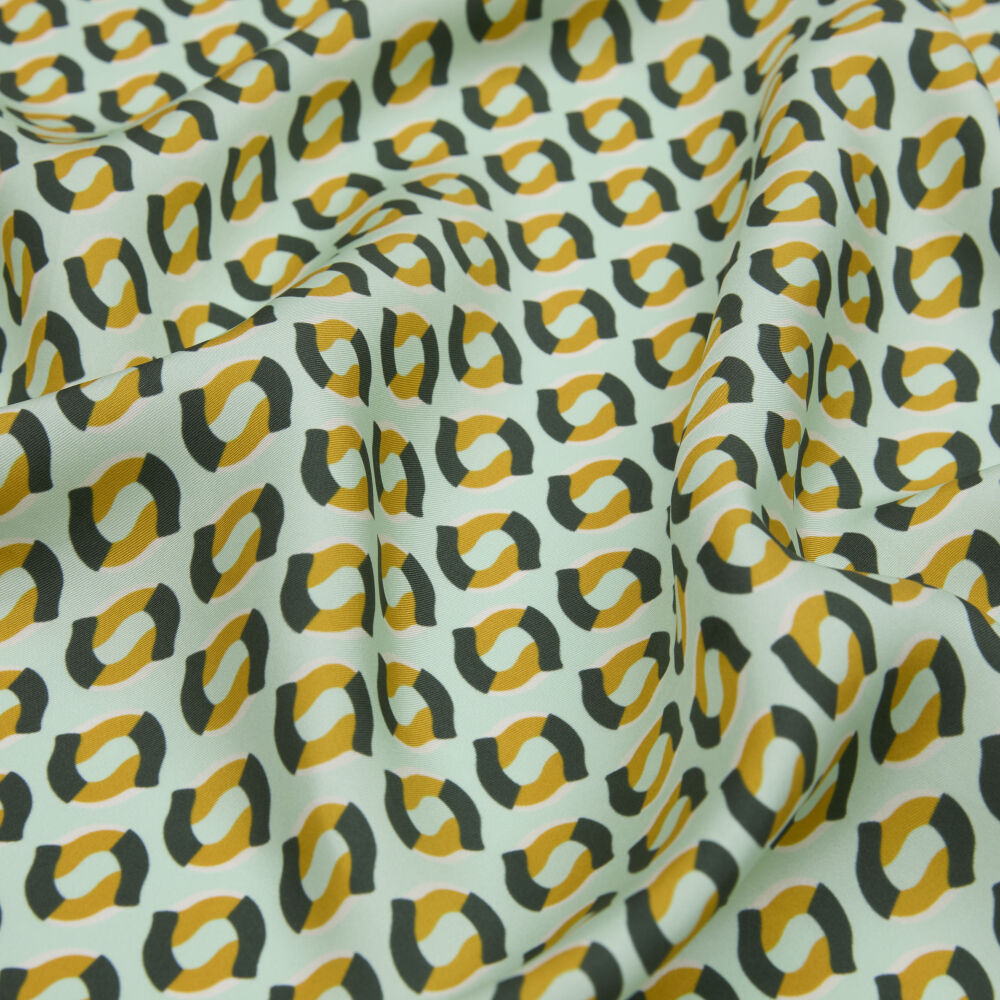 Mint Modern Geometric Patterned Twill Silk Square Scarf - Vismara