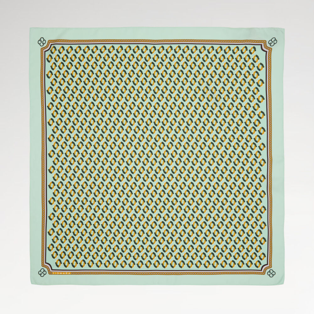 Mint Modern Geometrik Desenli Twill İpek Eşarp