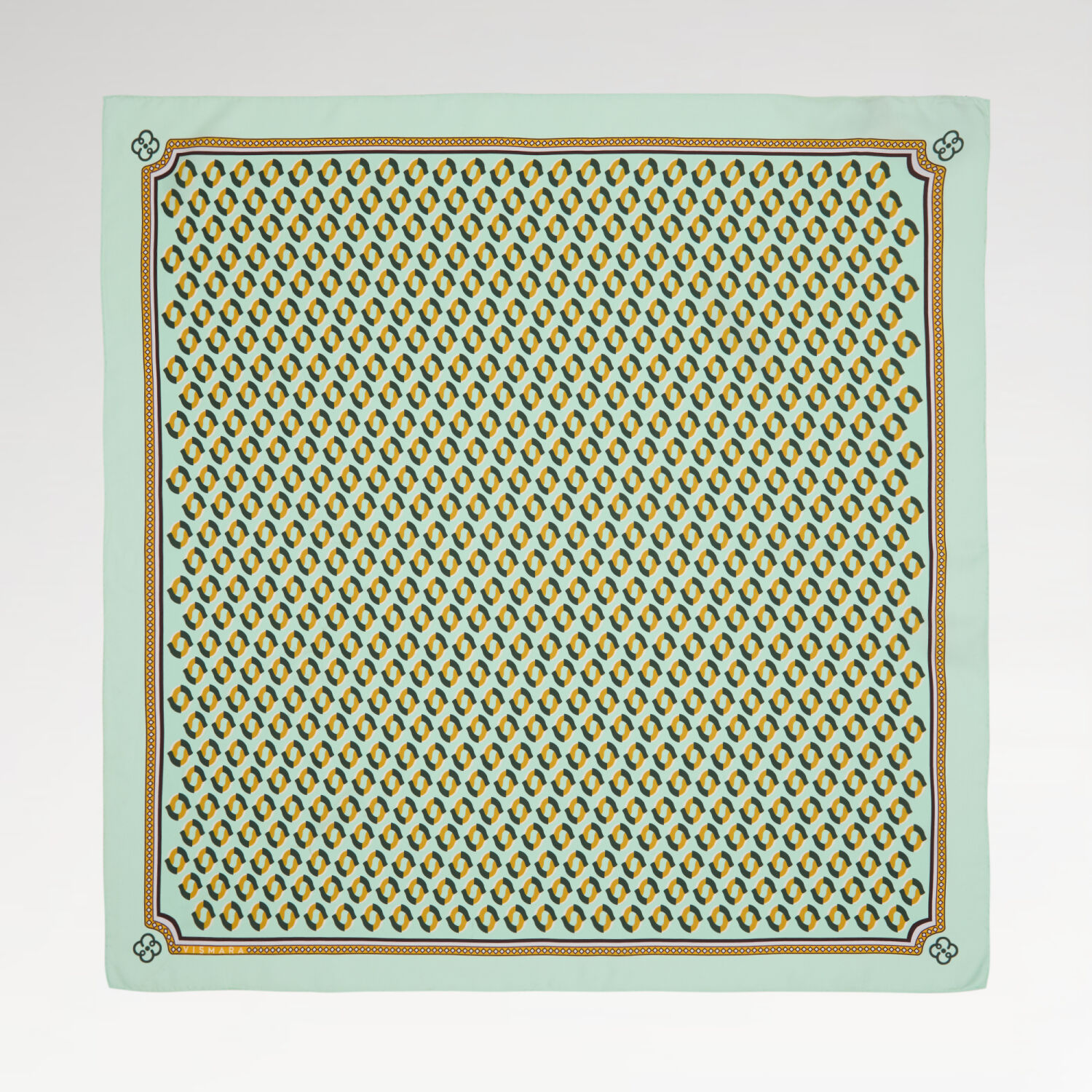 Mint Modern Geometrik Desenli Twill İpek Eşarp - 1