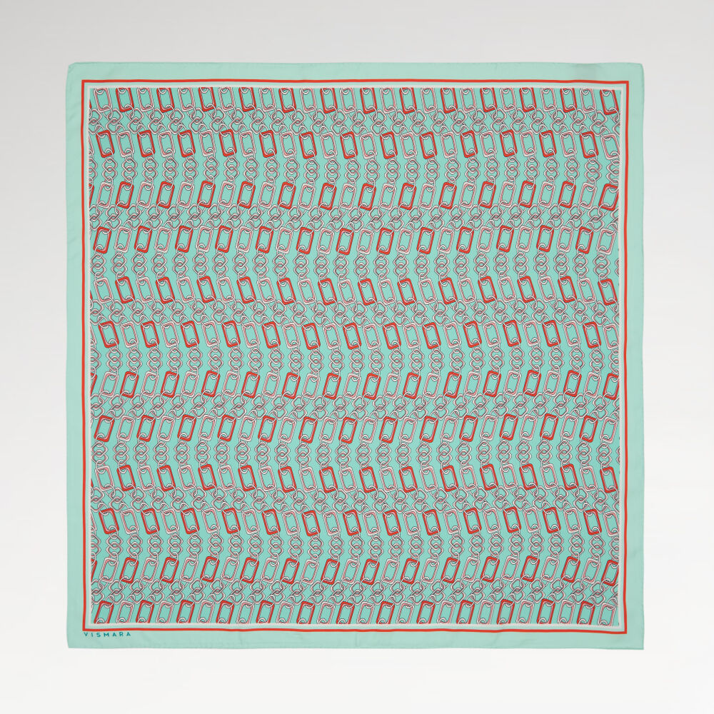 Mint Modern Zincir Desen Twill İpek Eşarp