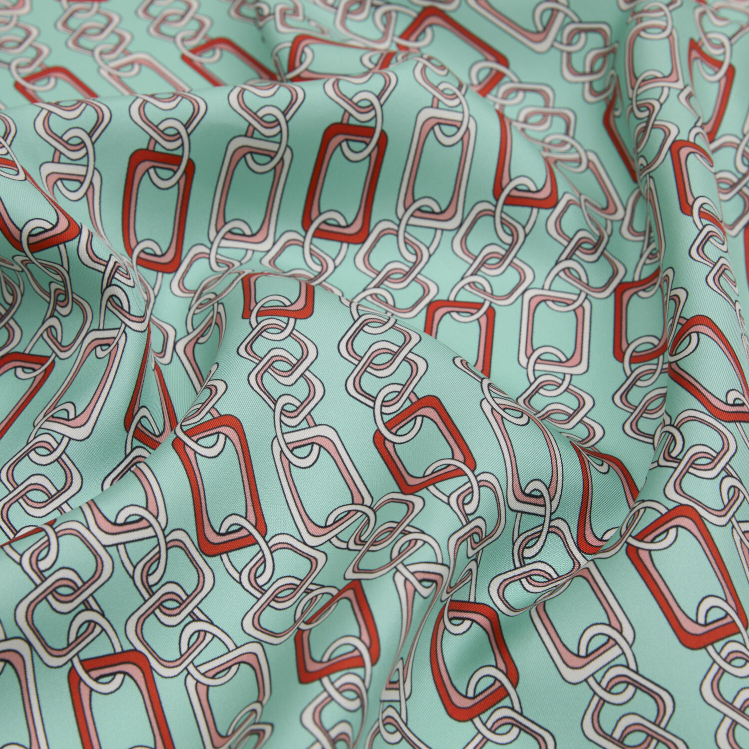 Mint Modern Zincir Desen Twill İpek Eşarp - 2