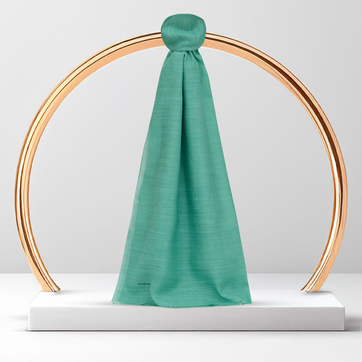 Mint Monogram Pattern V Jacquard Cotton Silk Scarf - 1
