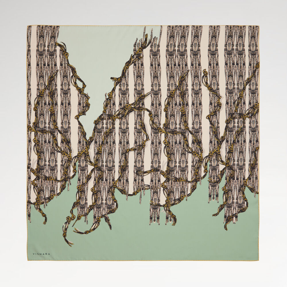 Mint Rope Pattern Twill Silk Square Scarf