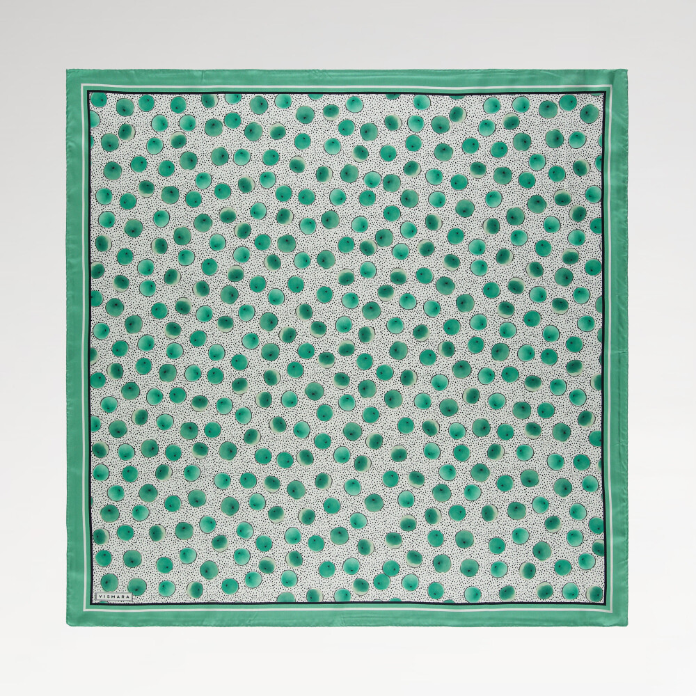 Mint Sanatsal Puan Desenli Twill İpek Eşarp