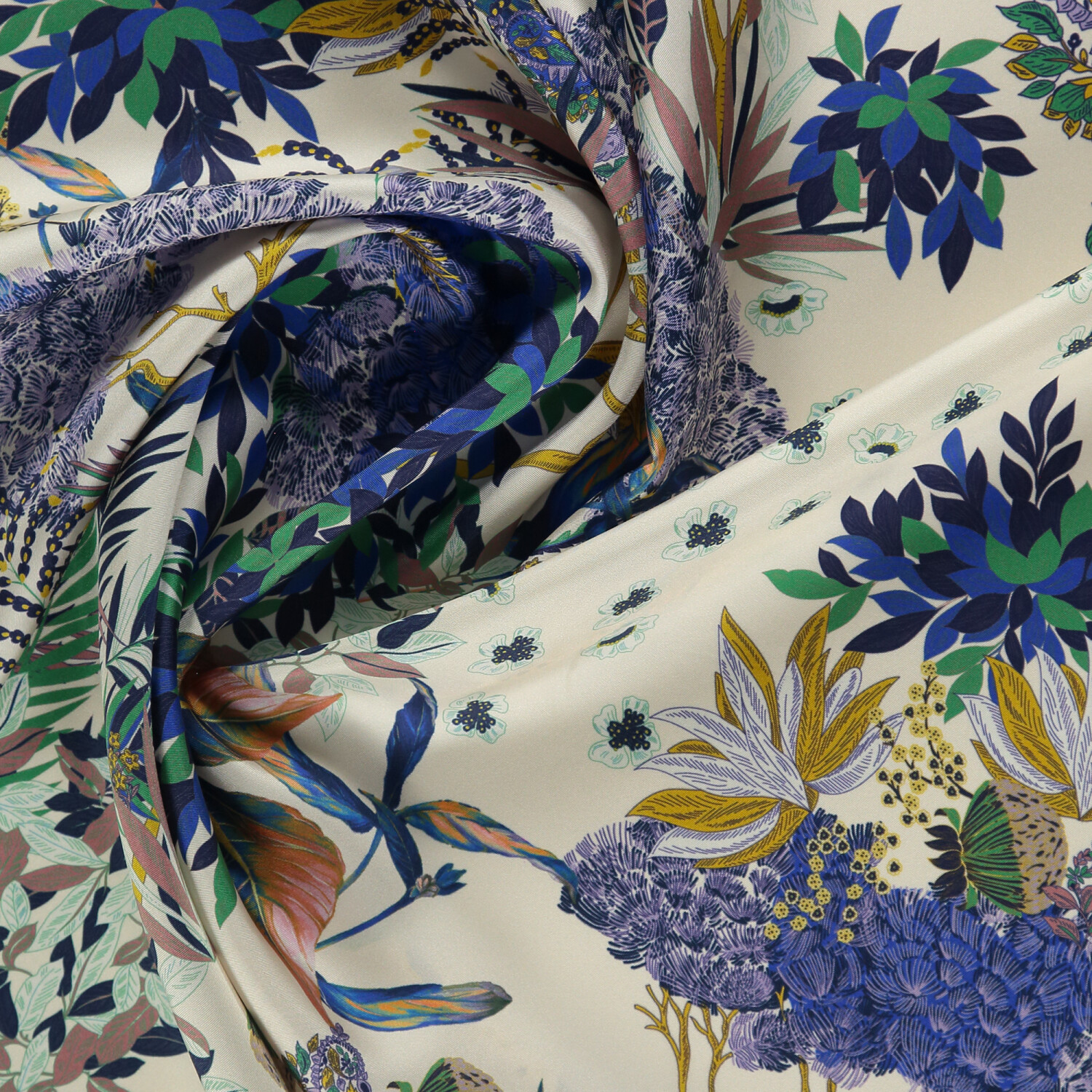 Mint Tropical Butterfly Pattern Twill Silk Square Scarf - 2