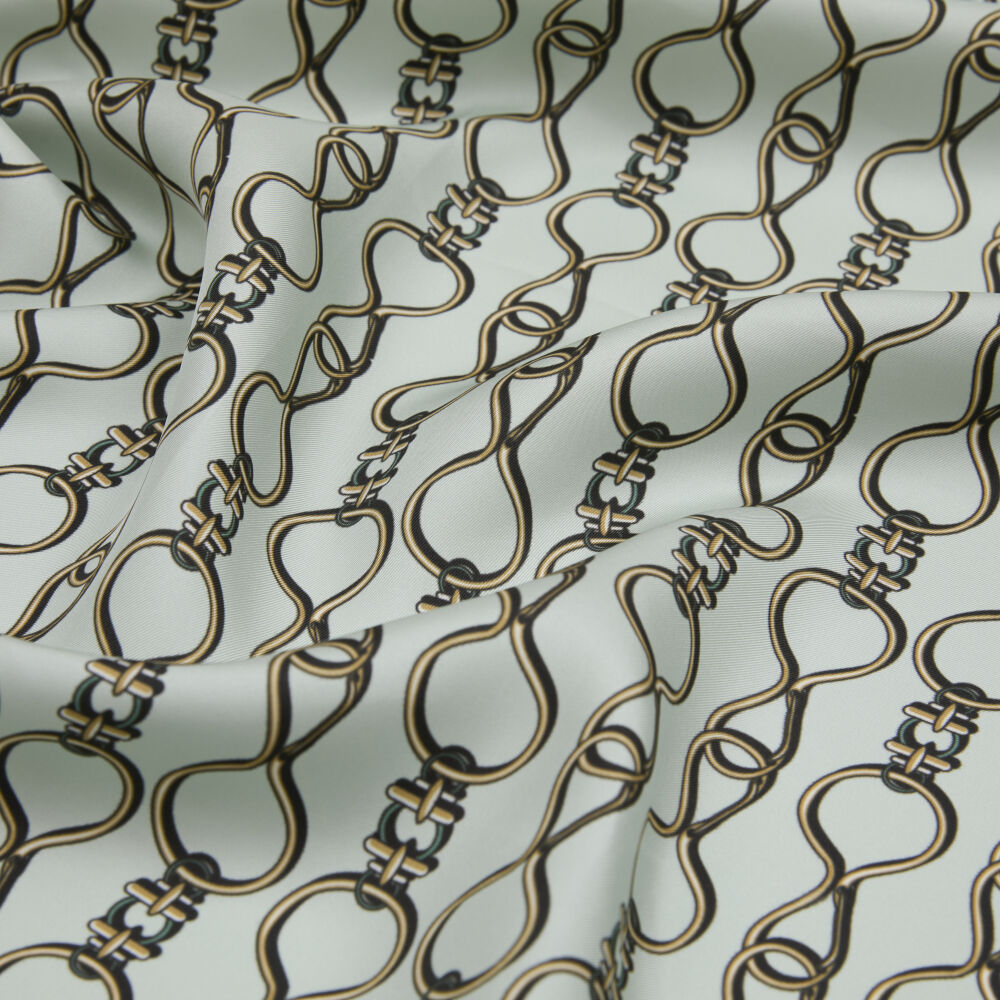 Mint Vector Chain Pattern Twill Silk Square Scarf - Vismara