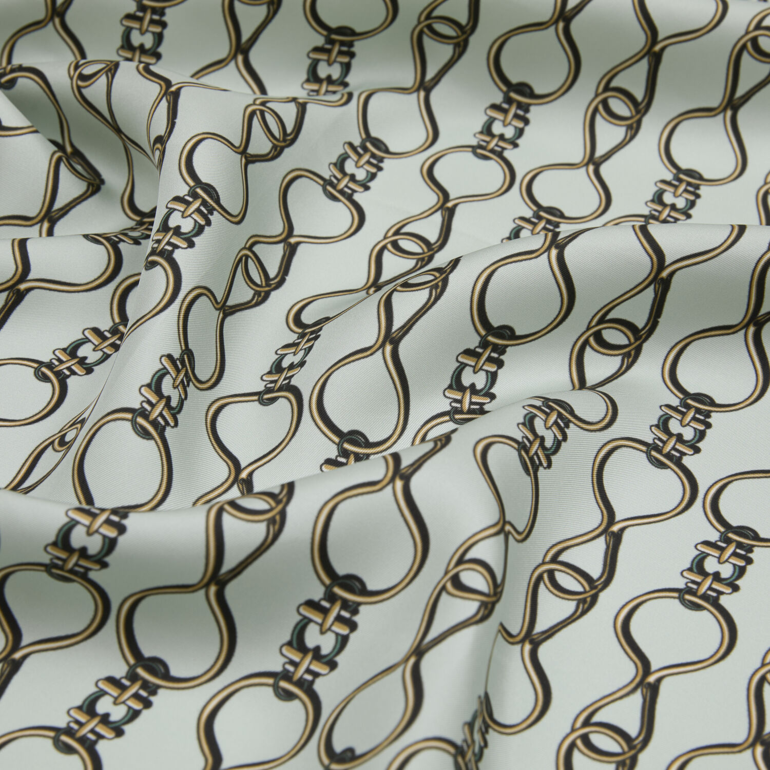 Mint Vector Chain Pattern Twill Silk Square Scarf - 2