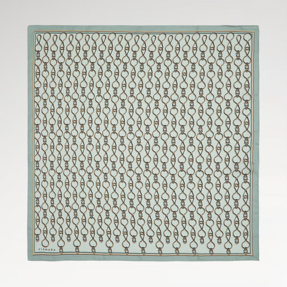 Mint Vector Chain Pattern Twill Silk Square Scarf