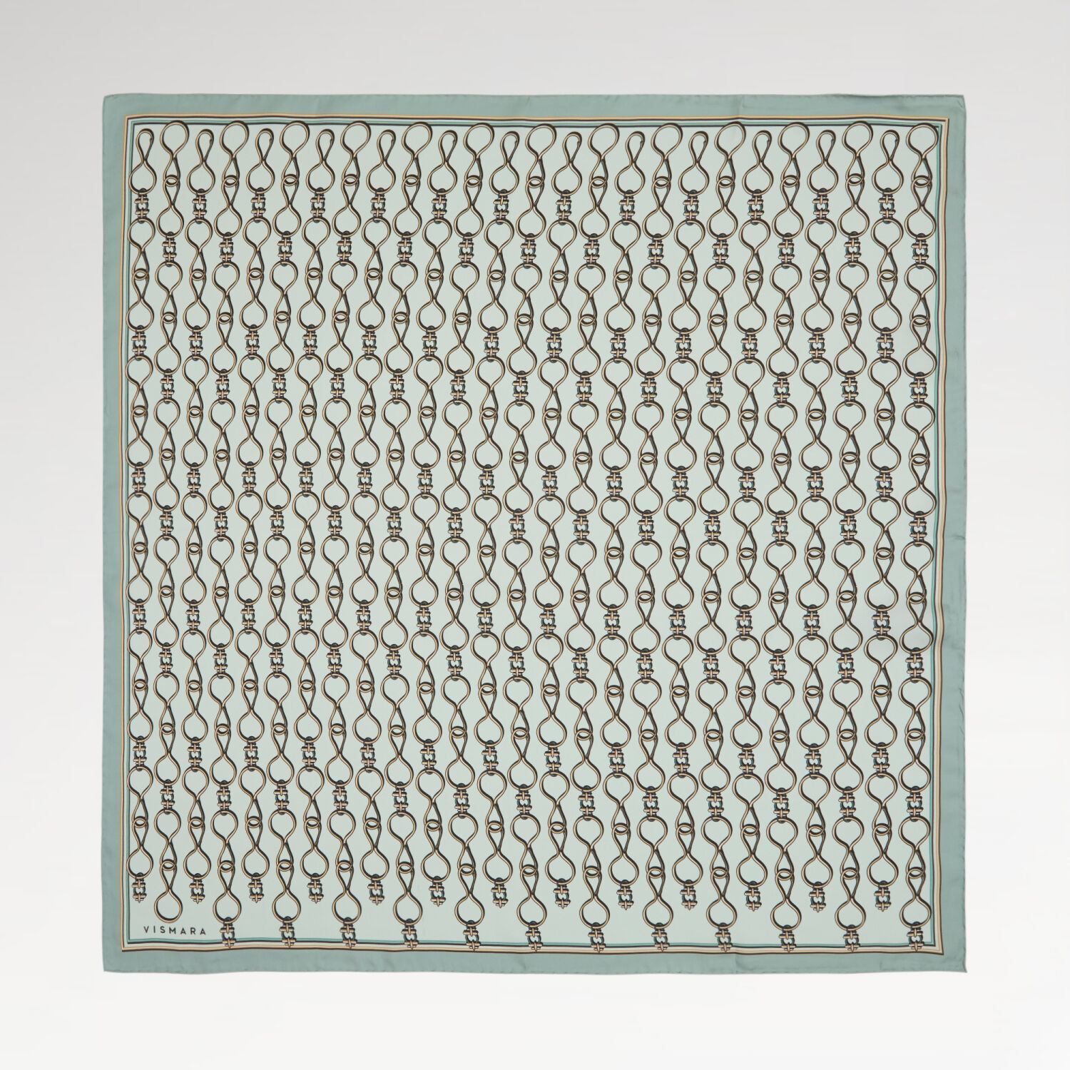 Mint Vector Chain Pattern Twill Silk Square Scarf - 1