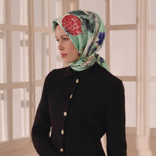 Mint Virelle Desen Twill İpek Eşarp - Vismara