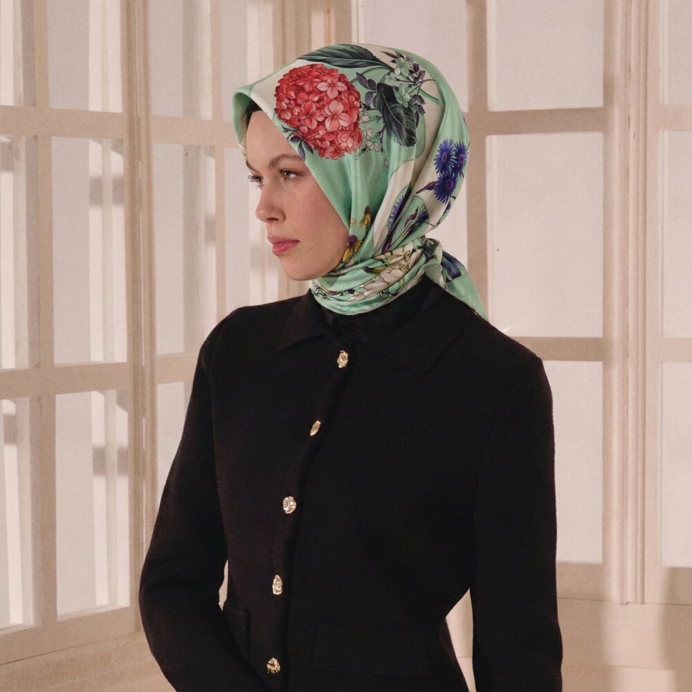 Mint Virelle Desen Twill İpek Eşarp - 3