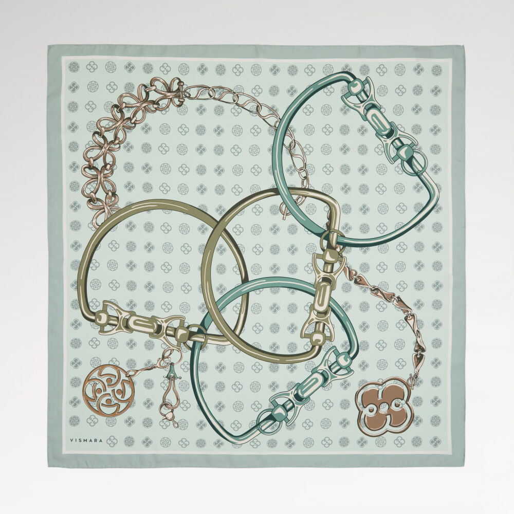 Mint Vismara Harness Desenli Twill İpek Eşarp
