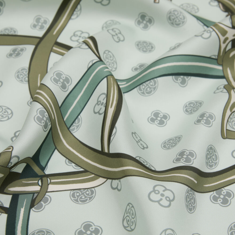 Mint Vismara Harness Patterned Twill Silk Square Scarf - Vismara