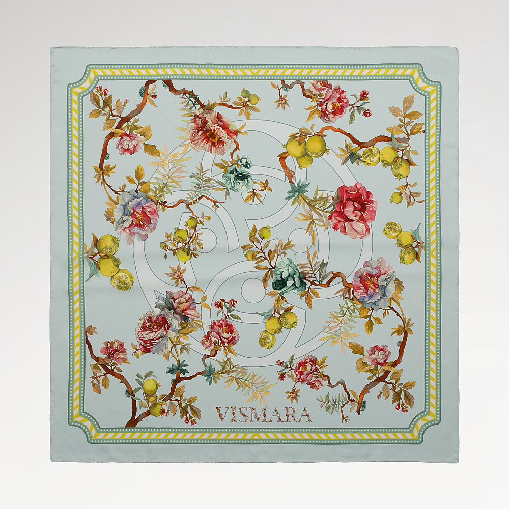 Mint Vismara Melagrana Desenli İpek Eşarp - 1