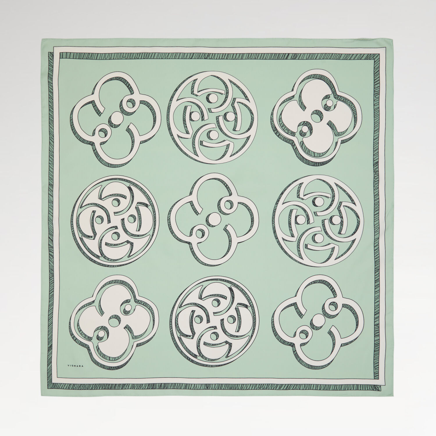 Mint Vismara Monogram Patterned Twill Silk Square Scarf - 1