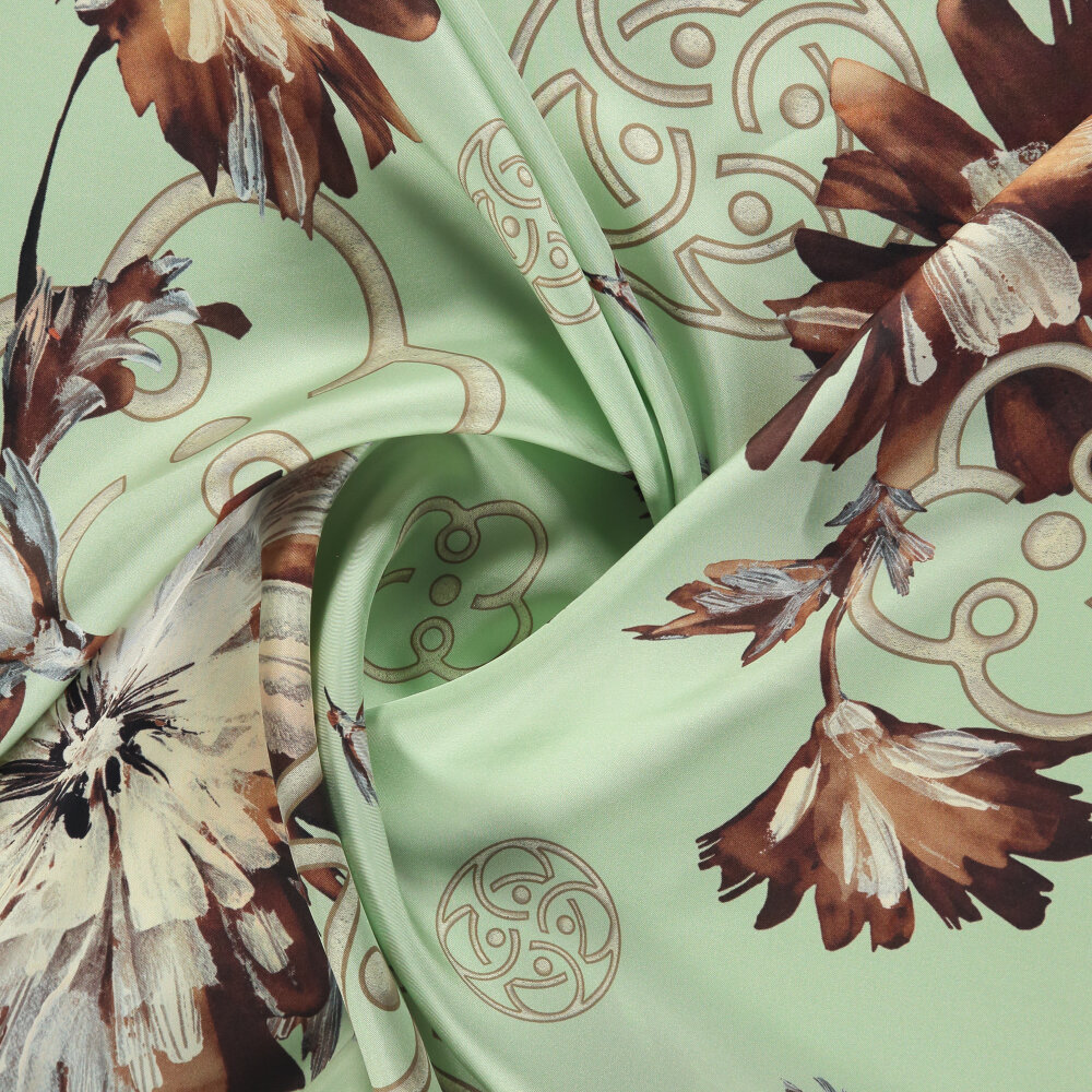 Mint Vismara Spring Flower Patterned Silk Square Scarf - 2