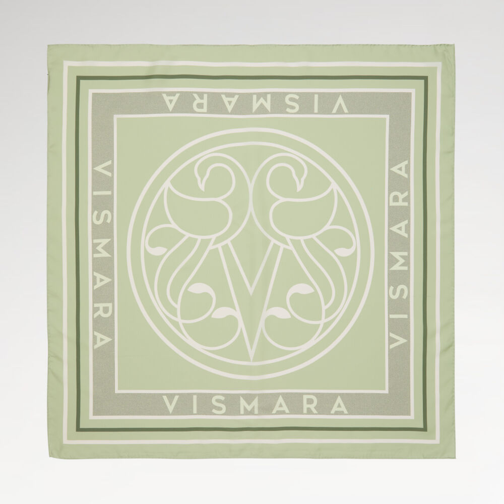 Mint Vismara Swan Pattern Twill Silk Square Scarf
