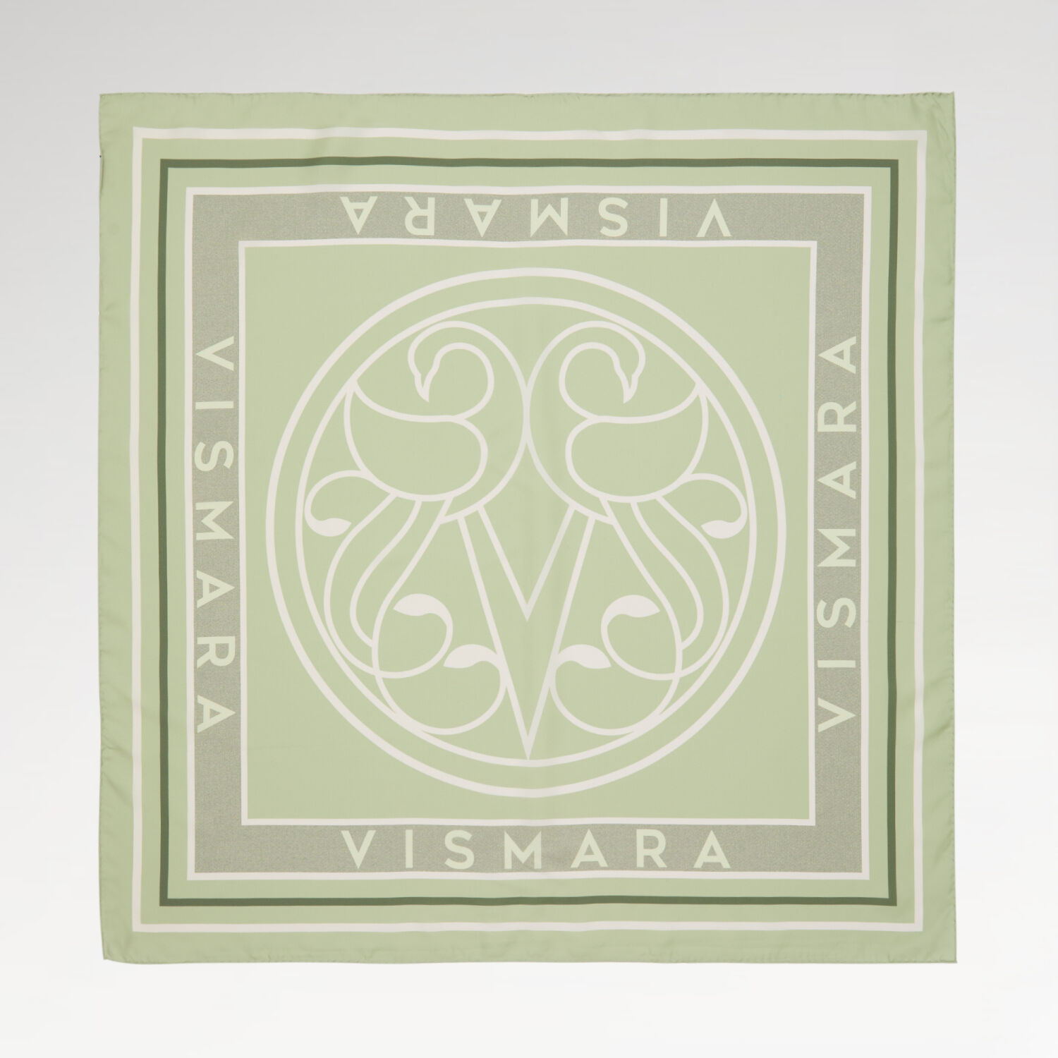 Mint Vismara Swan Pattern Twill Silk Square Scarf - 1