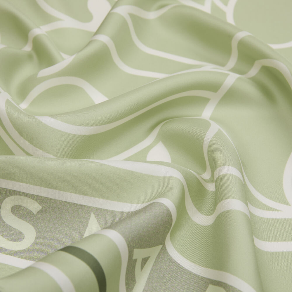 Mint Vismara Swan Pattern Twill Silk Square Scarf - Vismara