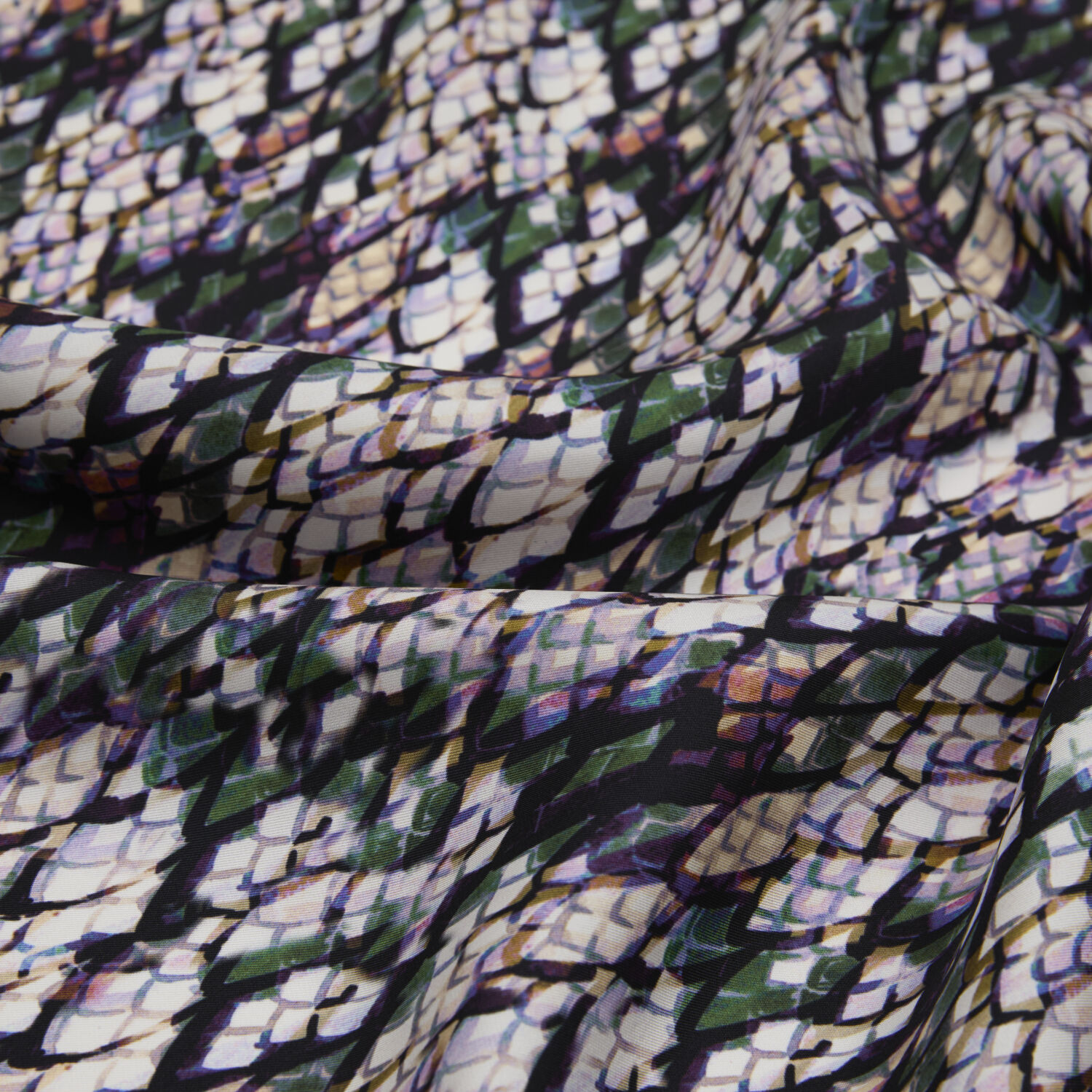 Mint Yılan Desenli Twill İpek Eşarp - 2