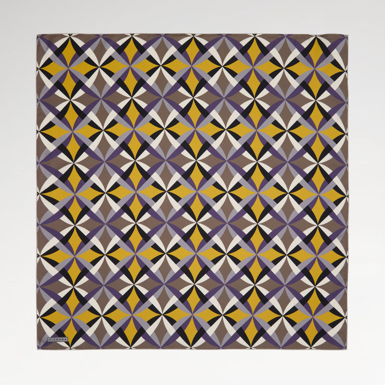 Mor Antik Mozaik Desenli Twill İpek Eşarp - 1