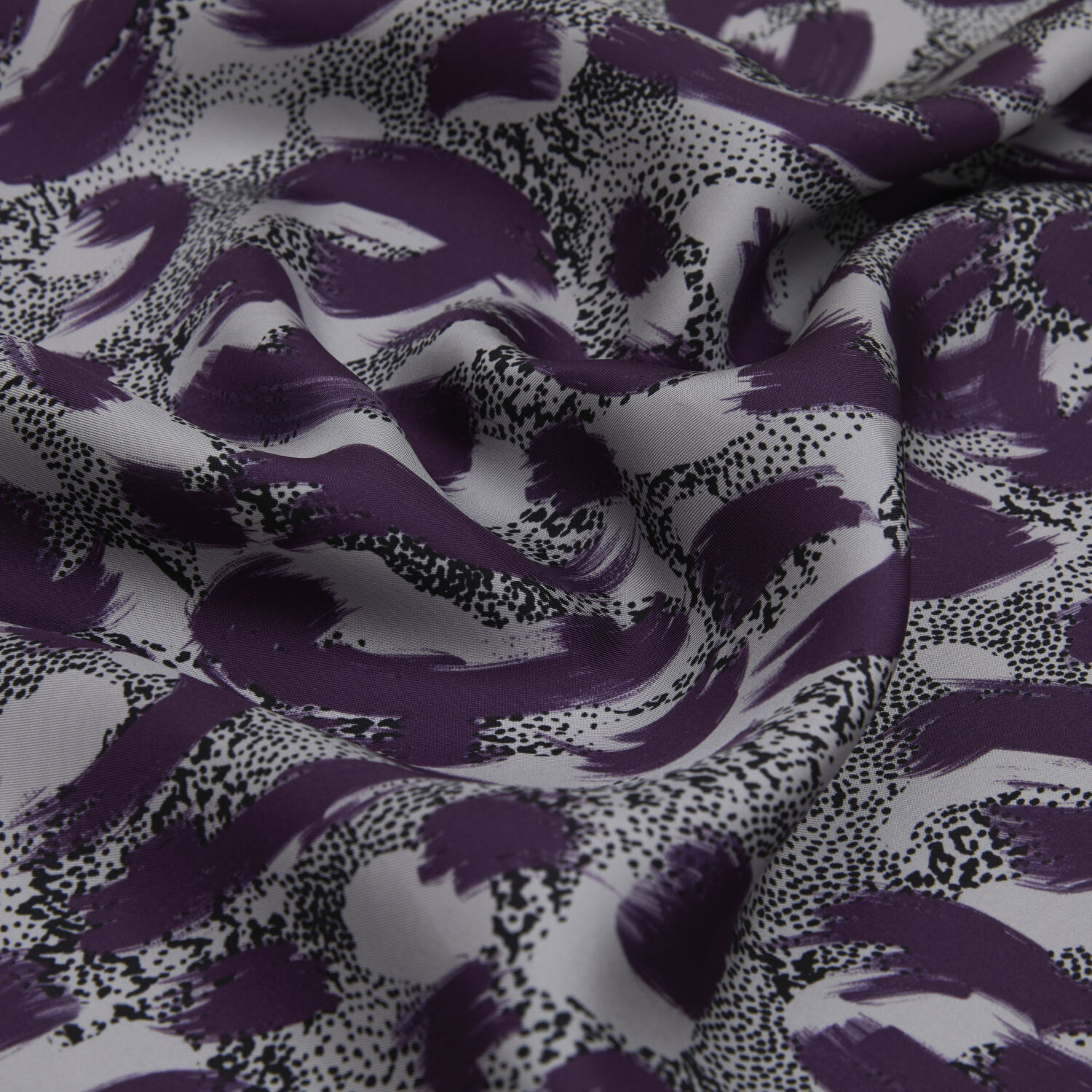 Mor Leopar Desenli Twill İpek Eşarp - 2