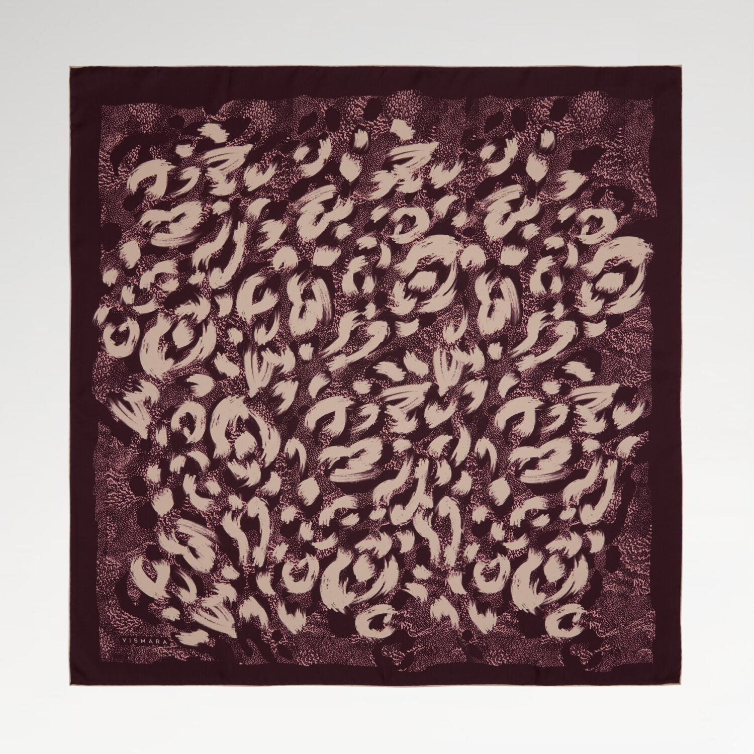 Mürdüm Leopar Desenli Twill İpek Eşarp - 1