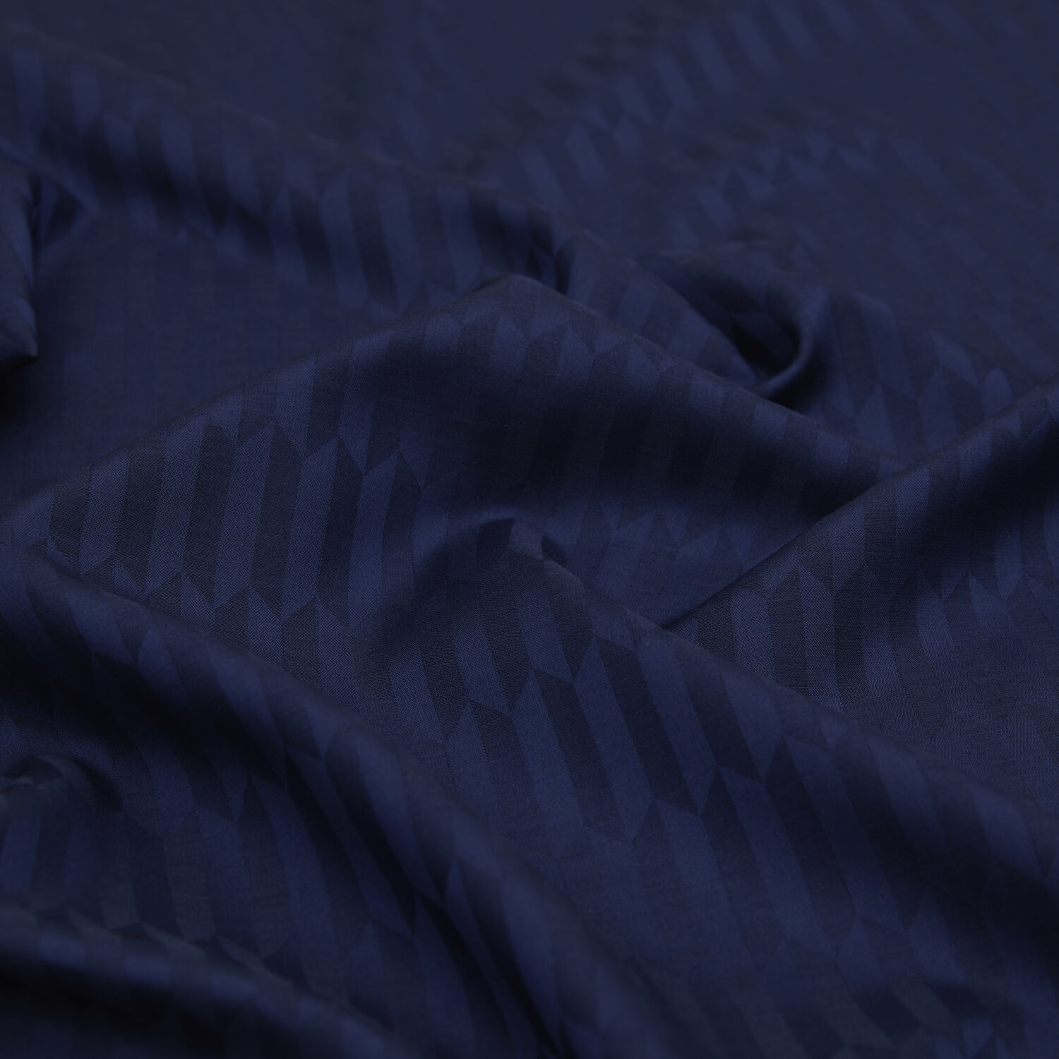 Navy Blue Drop Pattern Jacquard Wool Silk Scarf - 2