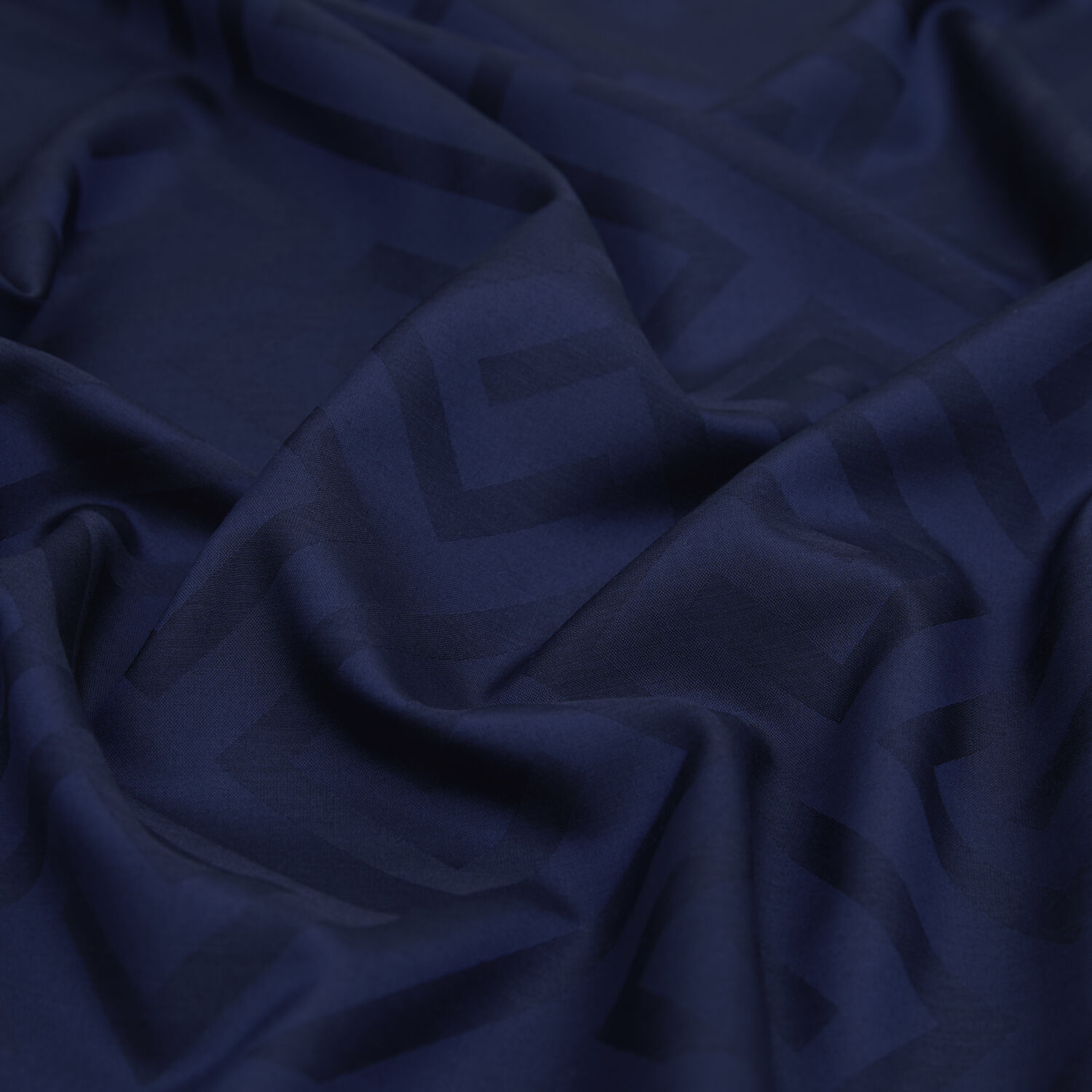 Navy Blue G Pattern Jacquard Wool Silk Scarf - 2