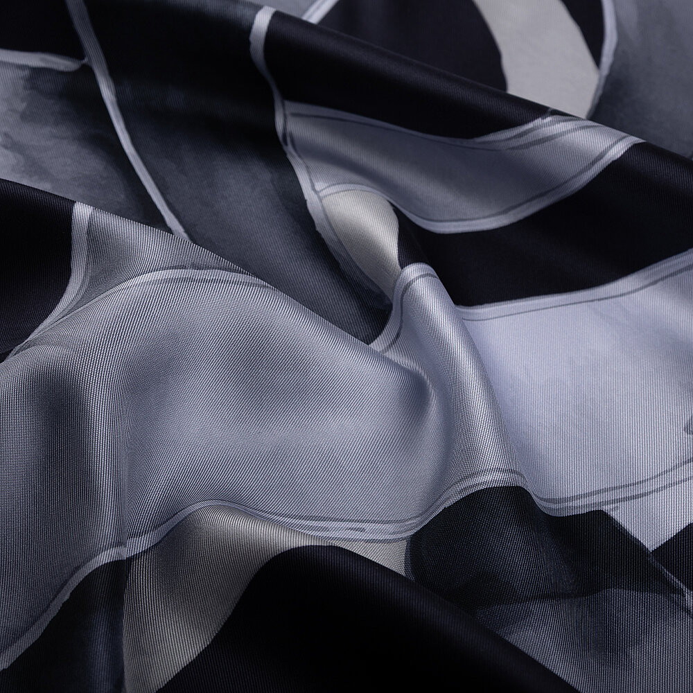 Navy Vismara Infinita Patterned Satin Silk Square Scarf - 2