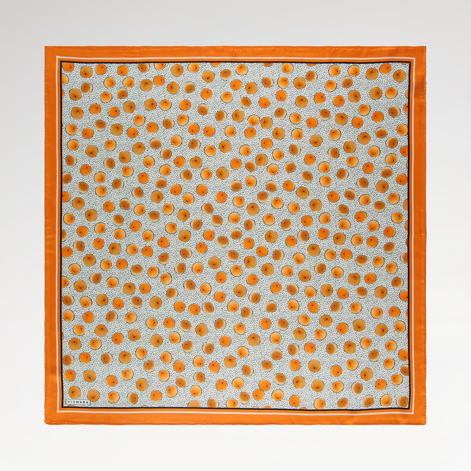 Orange Artistic Dot Pattern Twill Silk Square Scarf - 1