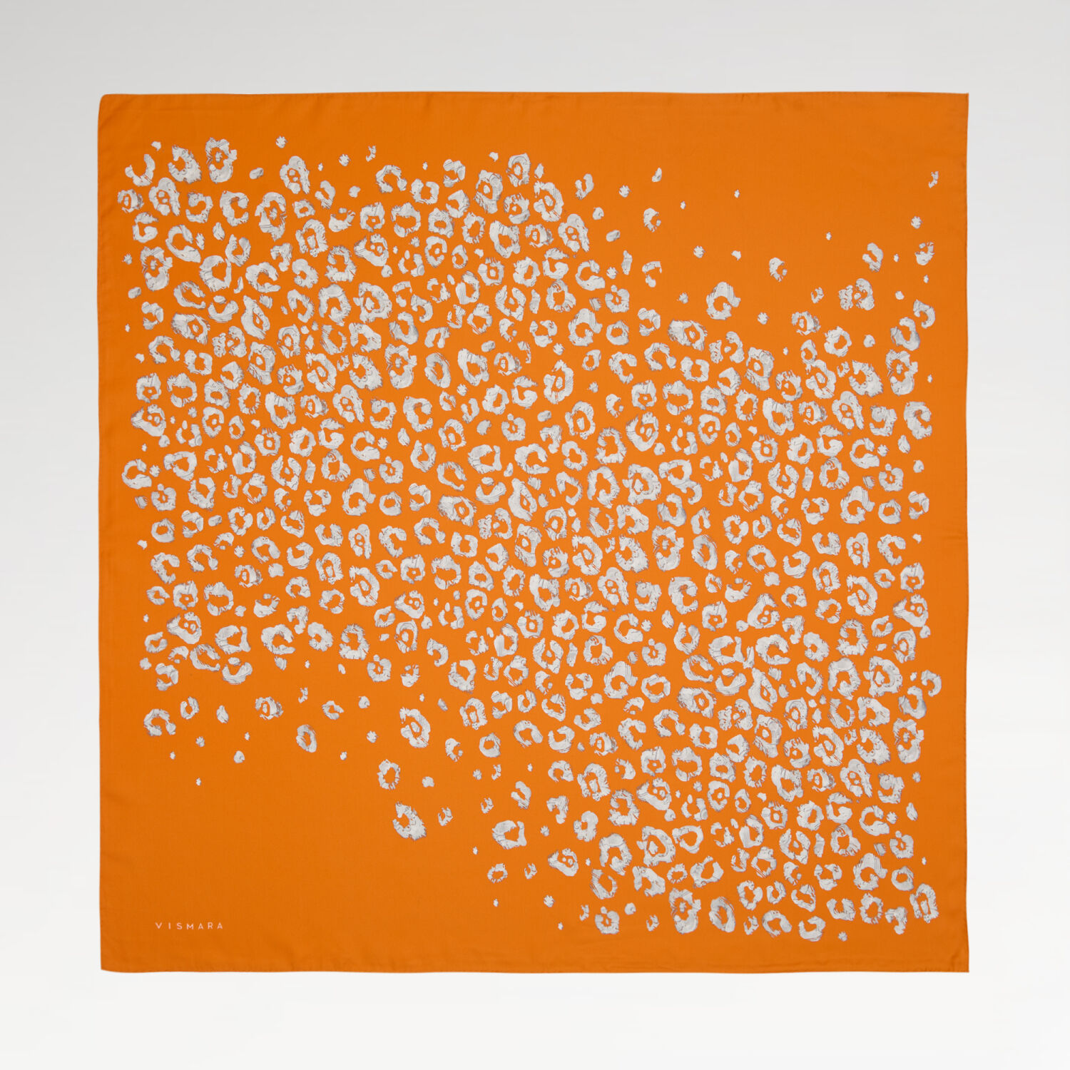 Orange Modern Leopard Texture Patterned Twill Silk Square Scarf - 1