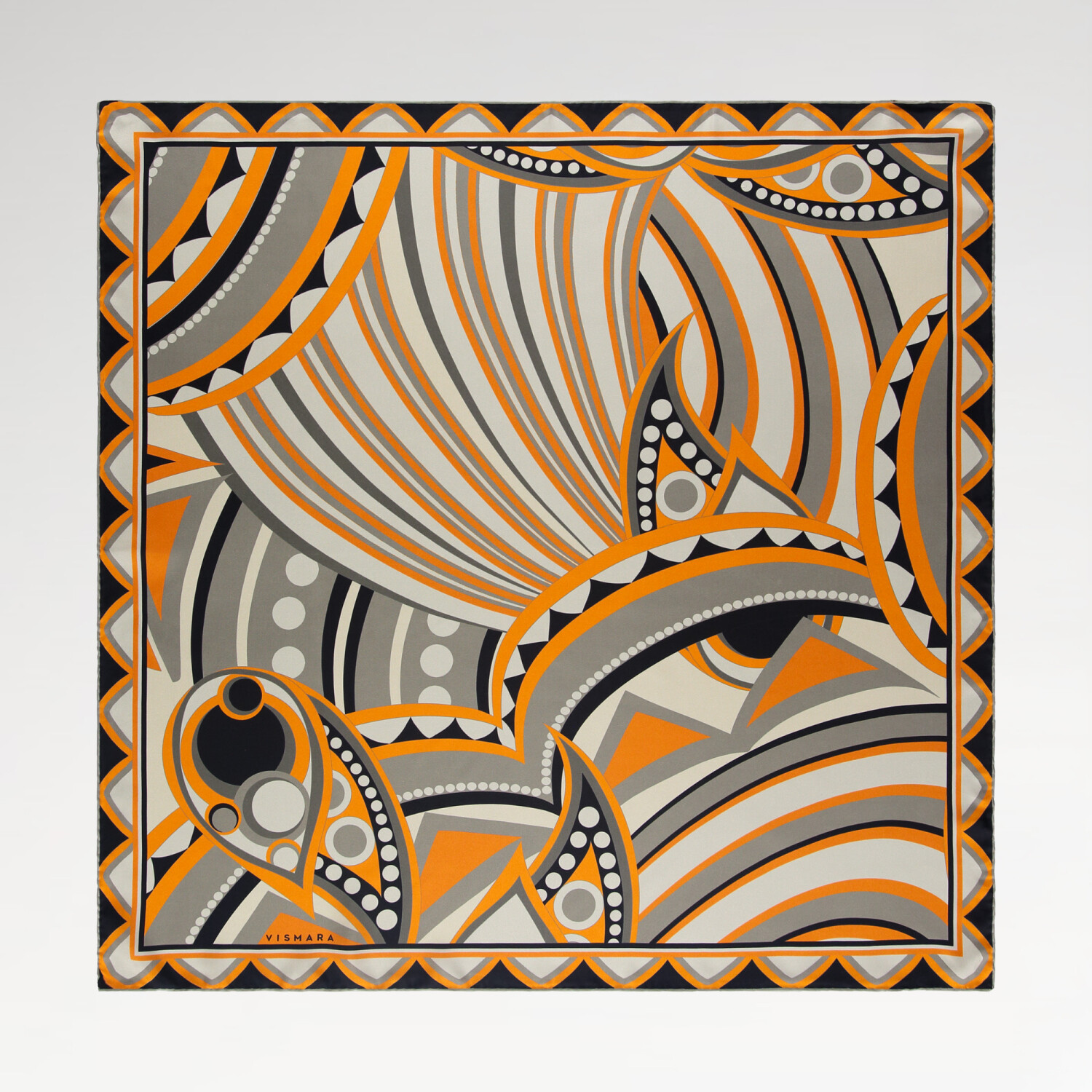 Orange Optical Art Pattern Twill Silk Square Scarf - 1